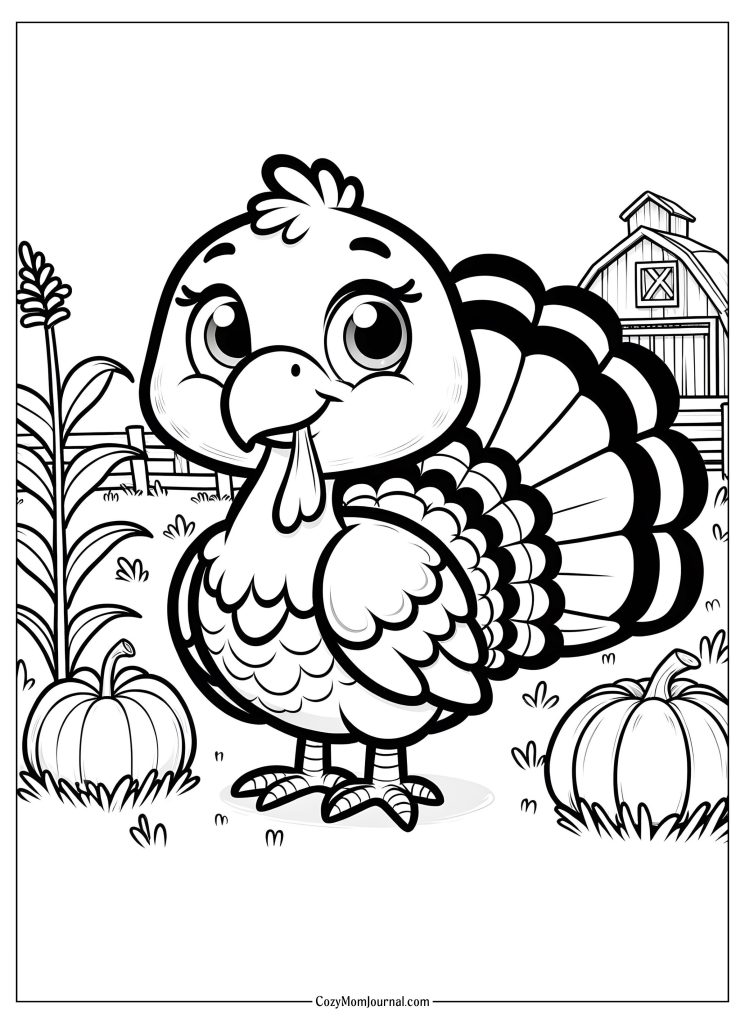 Cute turkey coloring pages