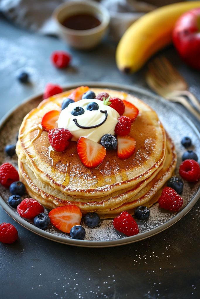 Fruity Pancake Faces - breakfast ideas for kids