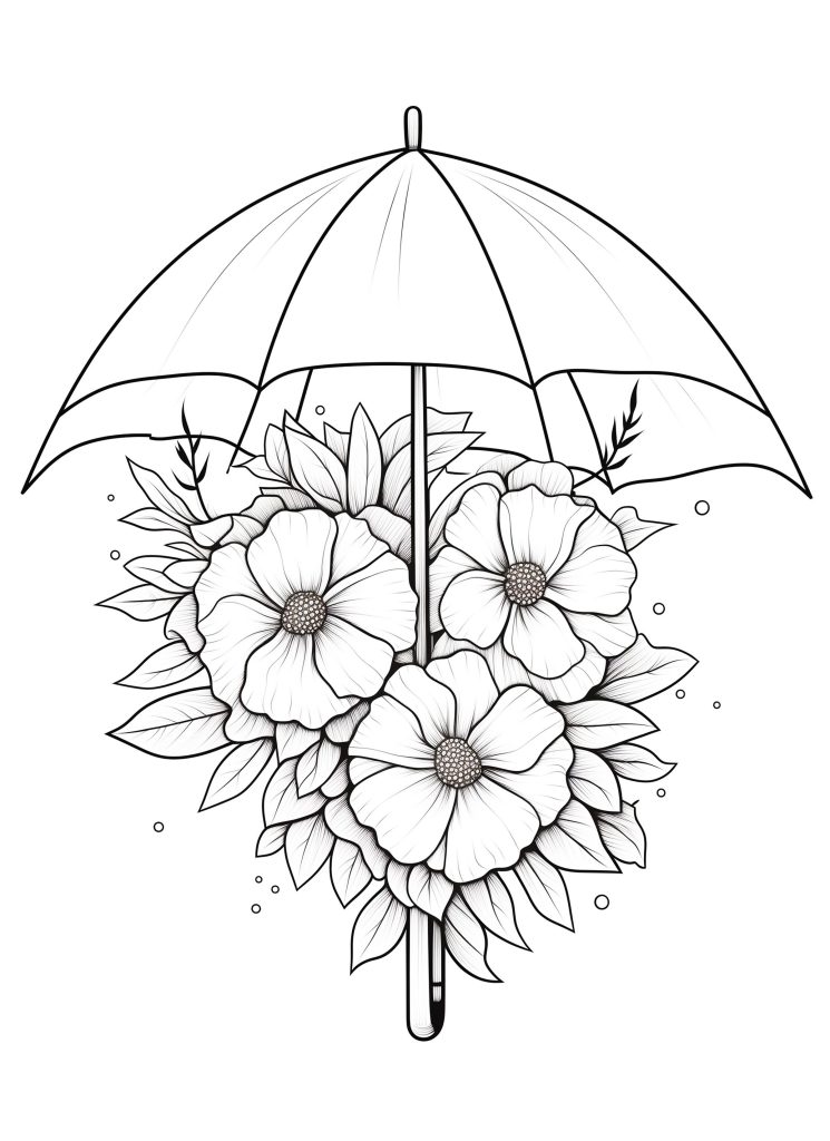 Floral Umbrella - boho floral coloring pages