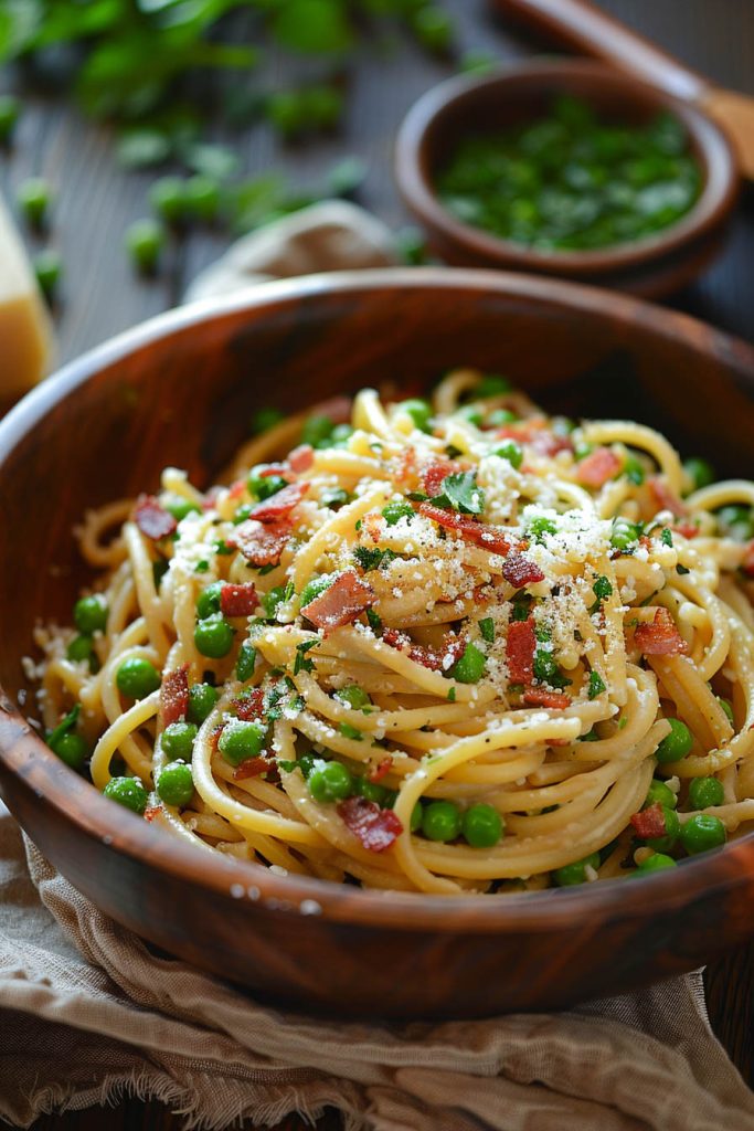 Bacon and Pea Pasta - pasta recipes for kids