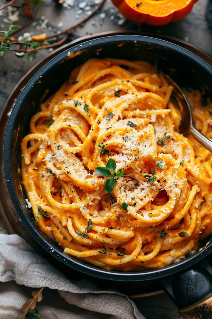 Creamy Pumpkin Pasta - pasta recipes for kids