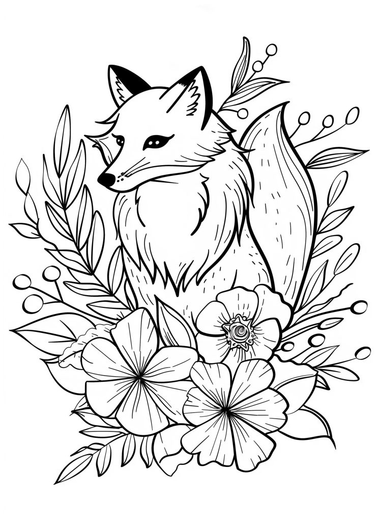fox - woodland animal coloring pages