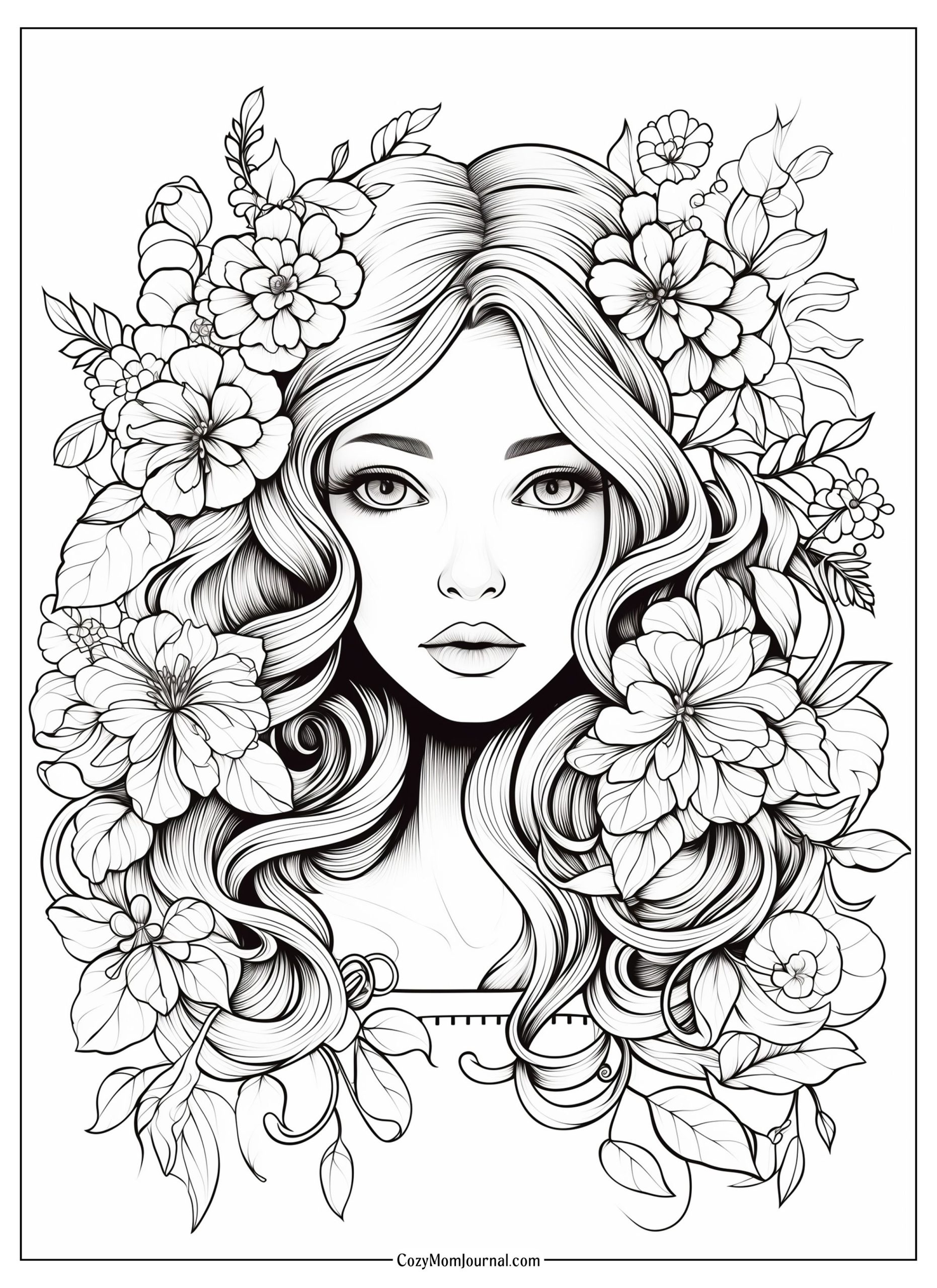 Free Printable Floral Girl Coloring Pages