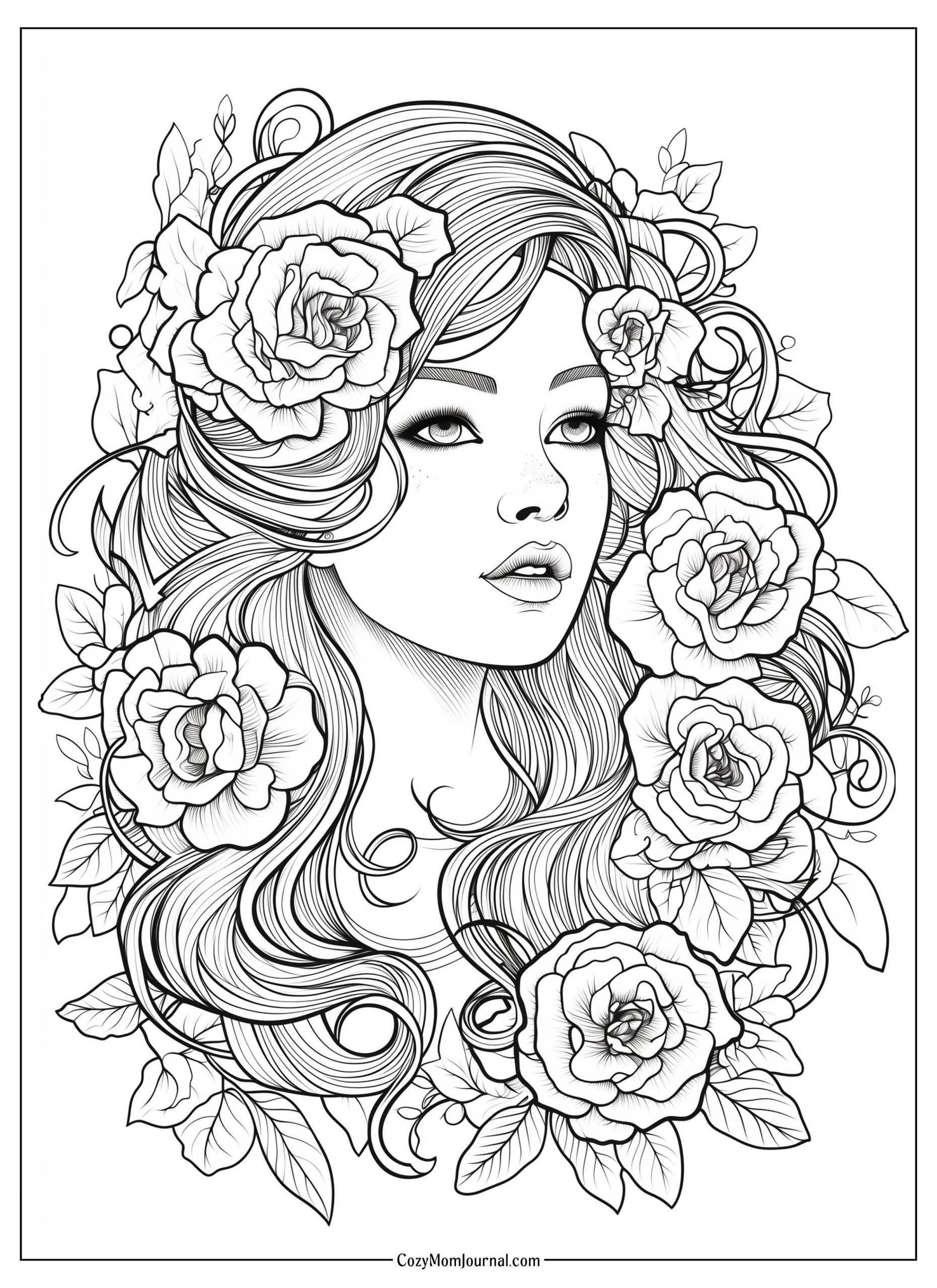 Free Printable Floral Girl Coloring Pages