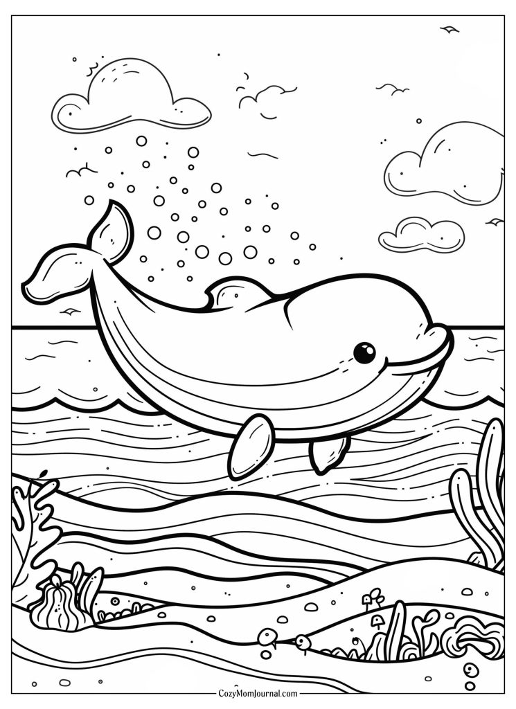 whale summer coloring pages