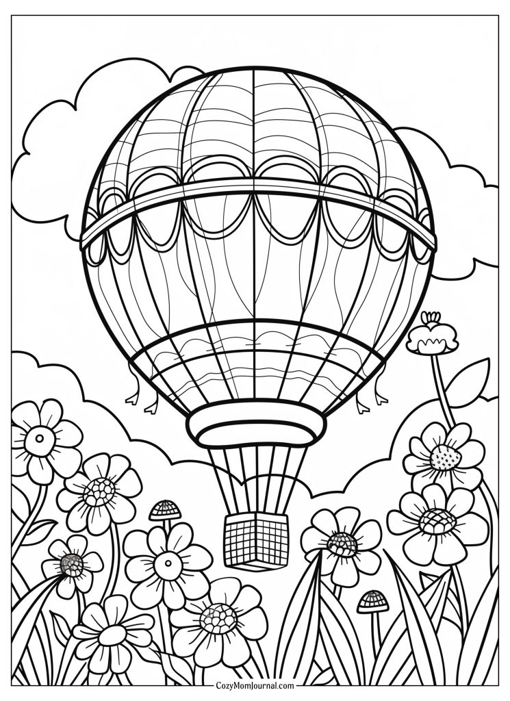 Hot Air Balloon Summer Coloring Pages