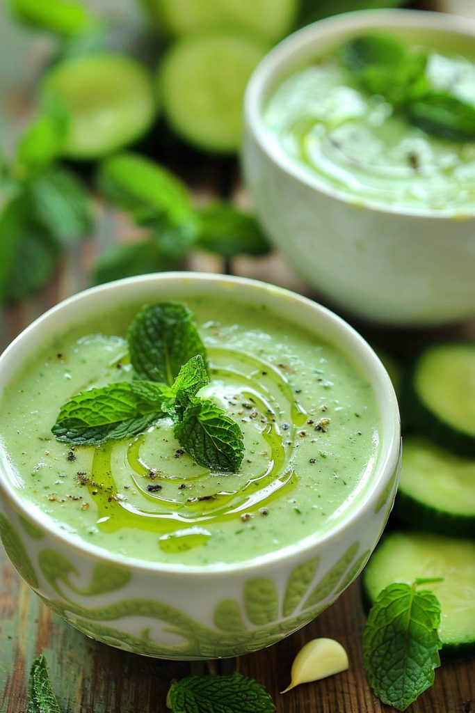 Chilled Cucumber and Mint Soup - summer soup recipes