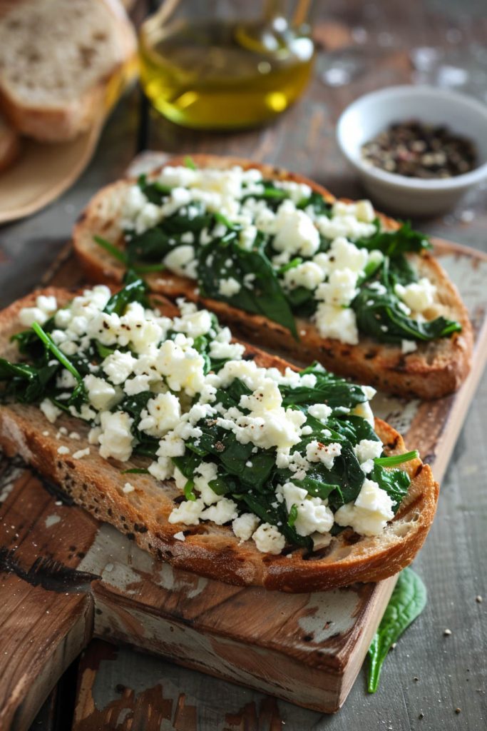Spinach and Feta Toast - healthy breakfast toast recipes
