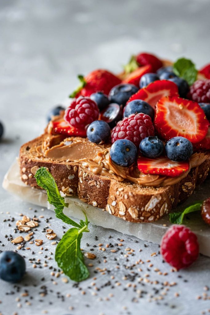 Almond Butter and Berry Toast - healthy breakfast toast recipes