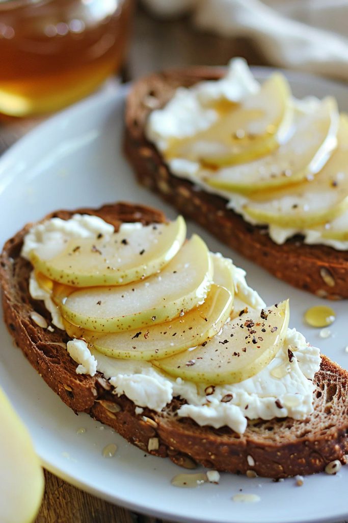 Pear and Goat Cheese Toast - healthy breakfast toast recipes