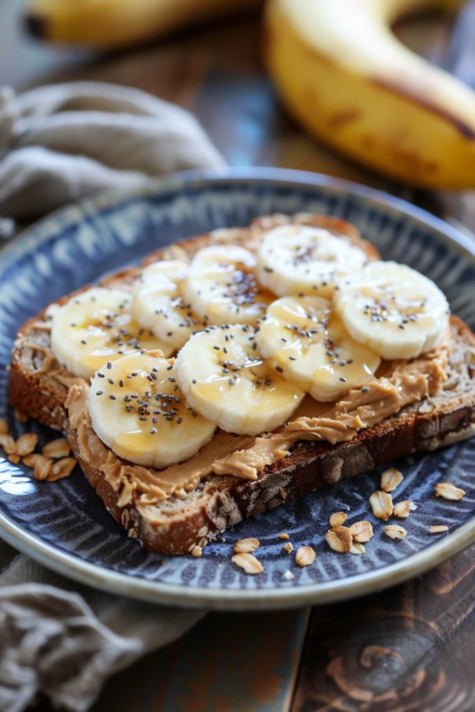 Peanut Butter Banana Toast - healthy breakfast toast recipes