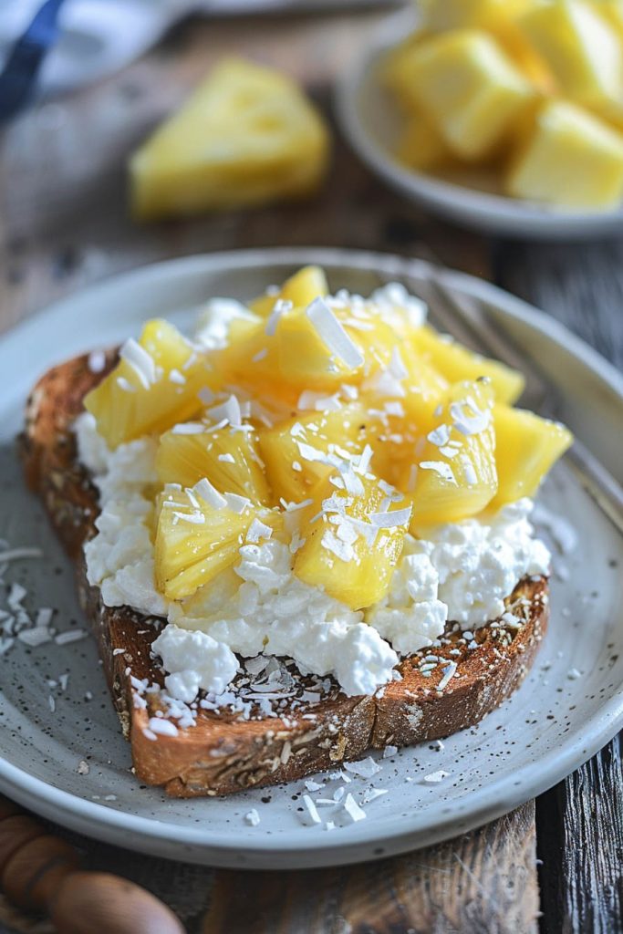 Cottage Cheese and Pineapple Toast - healthy breakfast toast recipes