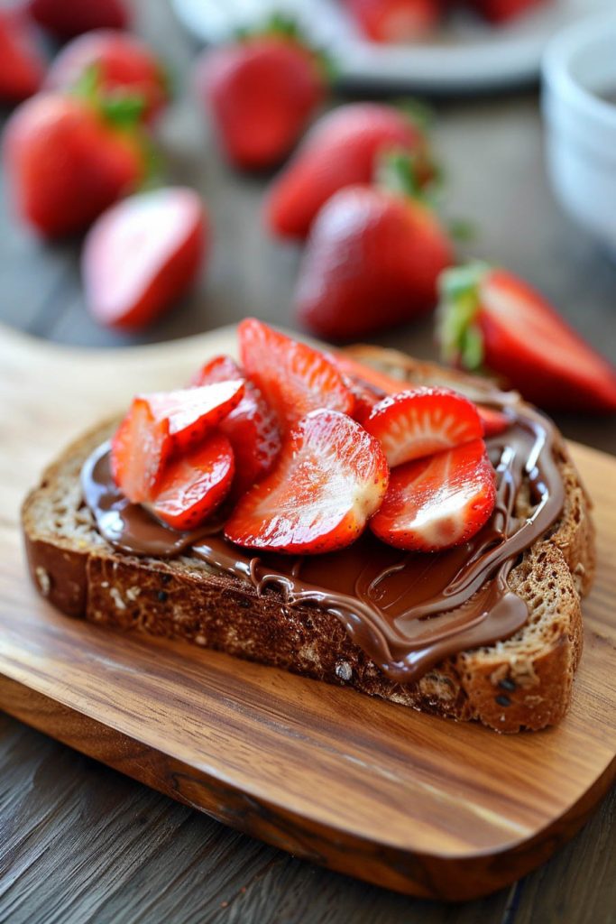 Nutella and Strawberry Toast - healthy breakfast toast recipes
