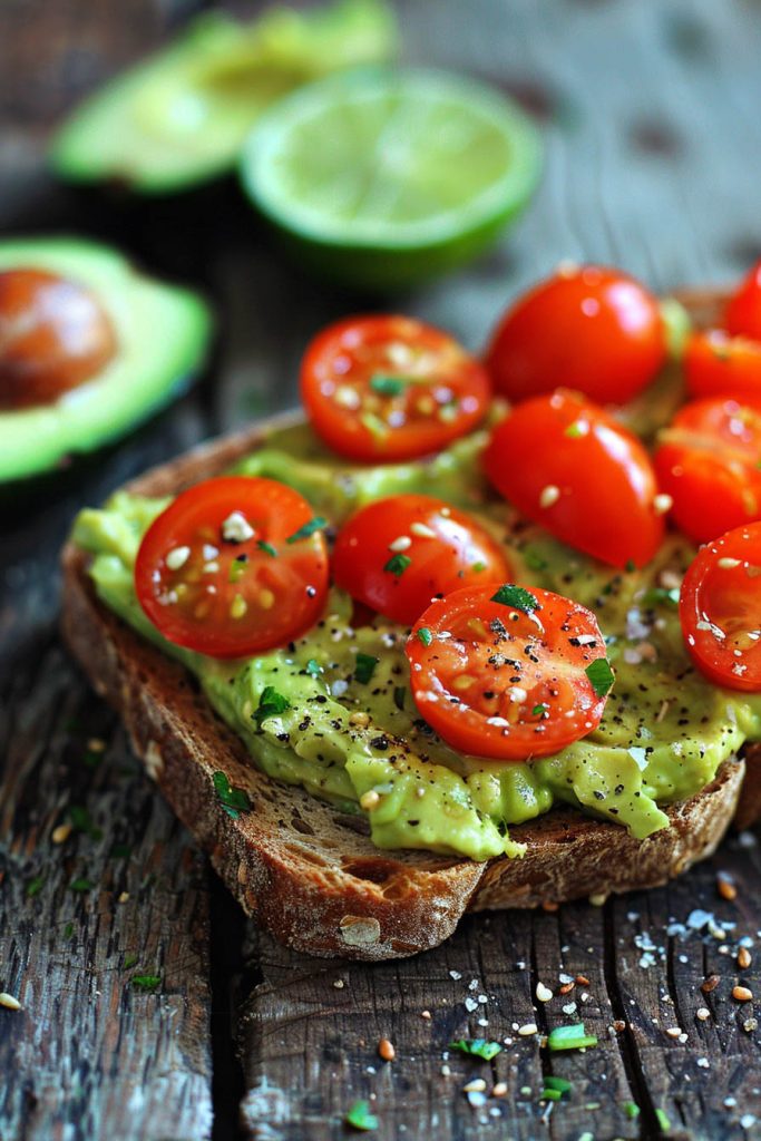 Avocado and Tomato Toast - healthy breakfast toast recipes