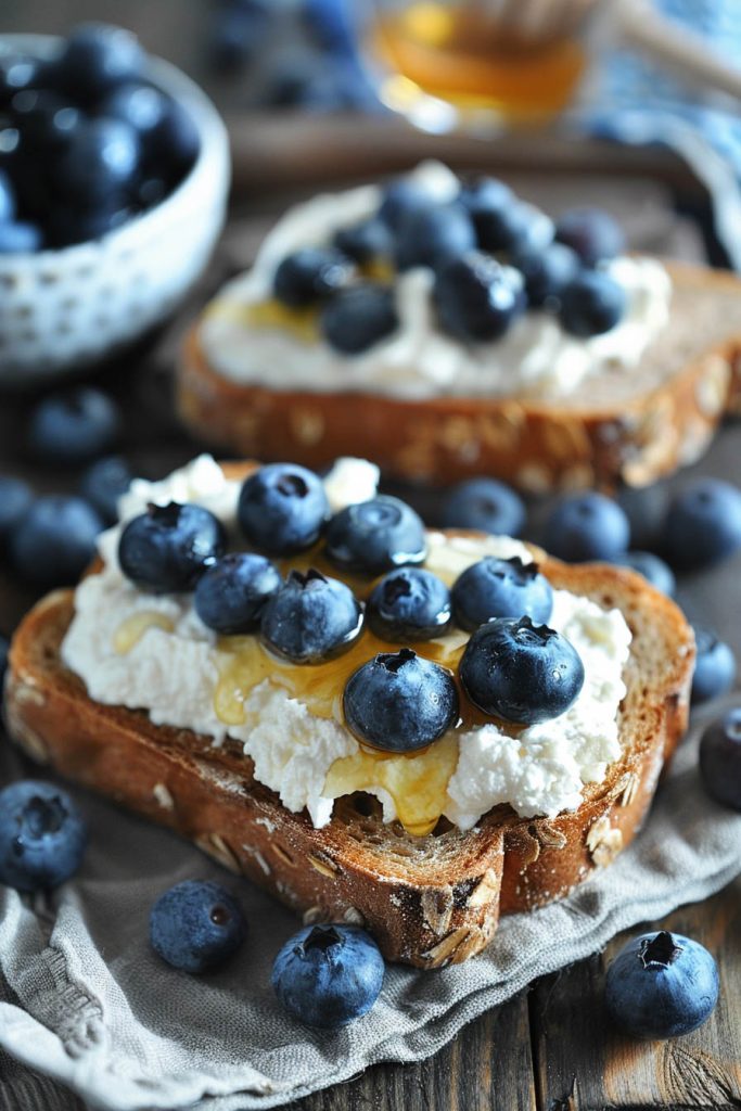 Ricotta and Blueberry Toast - healthy breakfast toast recipes