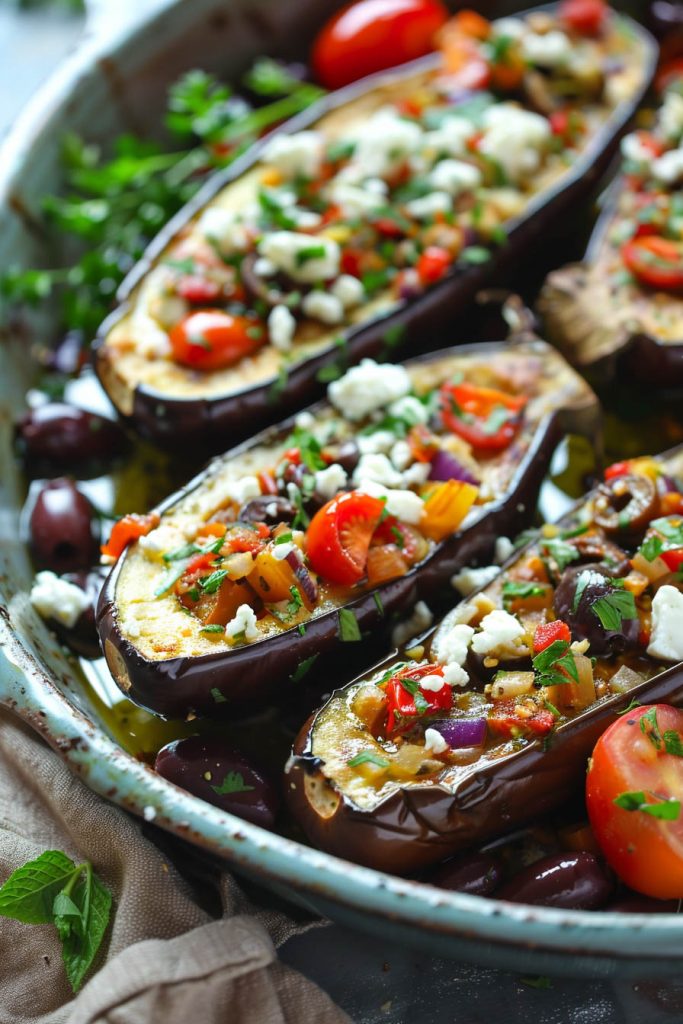 Mediterranean Eggplant Boats - Mediterranean diet recipes