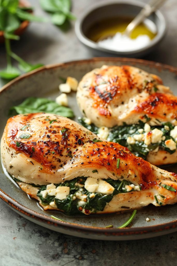 Spinach and Feta Stuffed Chicken Breasts - Mediterranean diet recipes