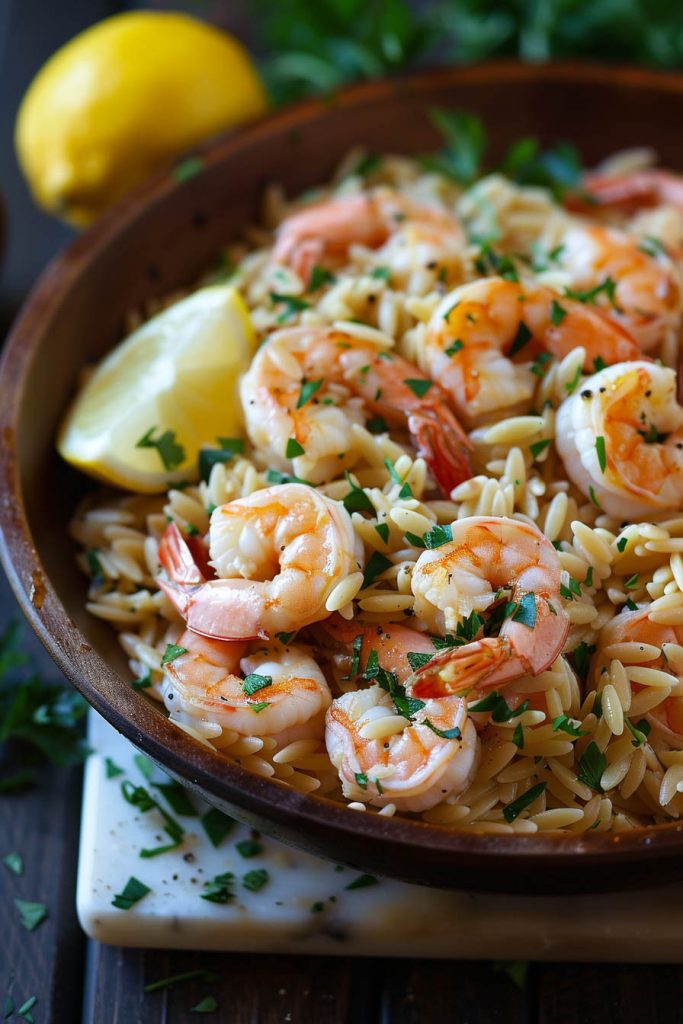 Shrimp and Orzo with Lemon and Herbs - Mediterranean diet recipes