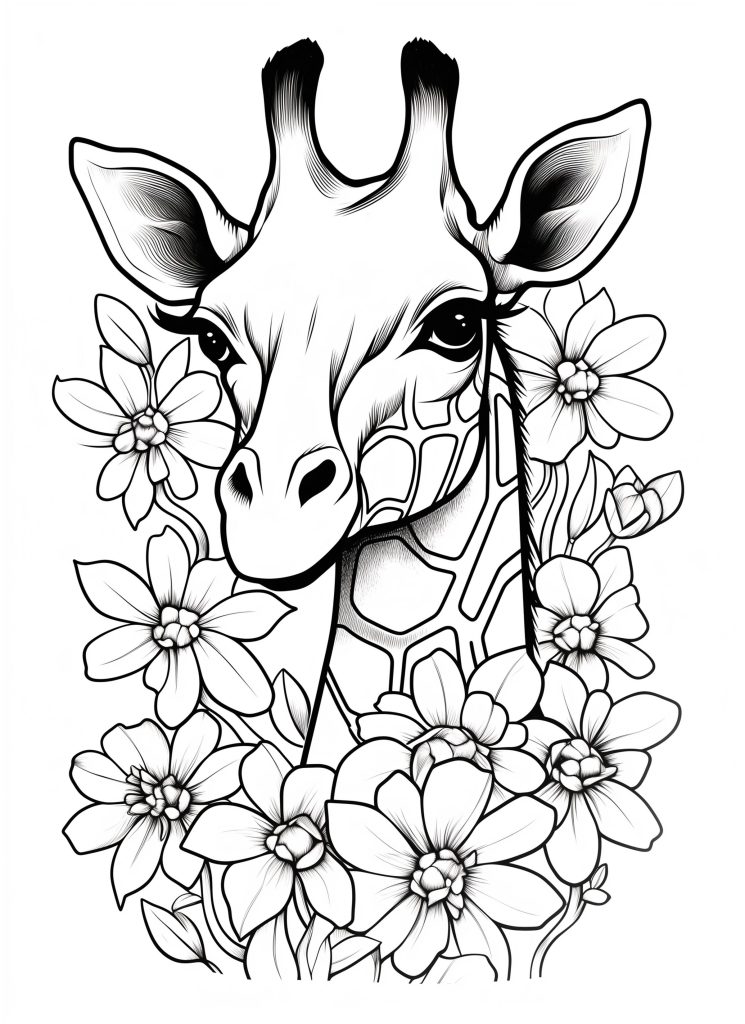 Giraffe Coloring - zoo animal coloring pages
