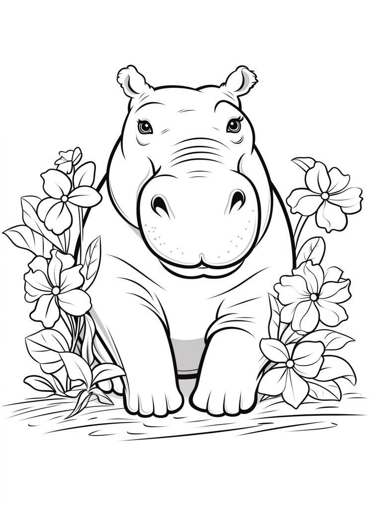 Hippo Coloring Page - zoo animal coloring pages