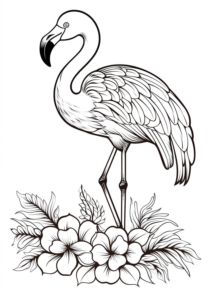 Flamingo Coloring Page - zoo animal coloring pages