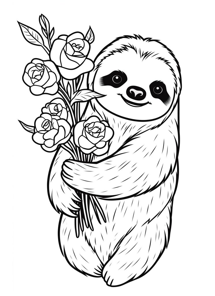 Sloth Coloring Page - zoo animal coloring pages
