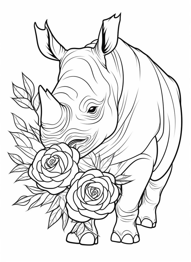 Rhino Coloring Page - zoo animal coloring pages