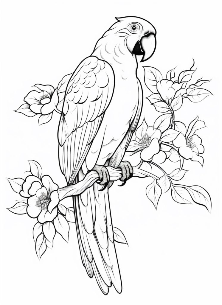 Parrot Coloring Page - zoo animal coloring pages
