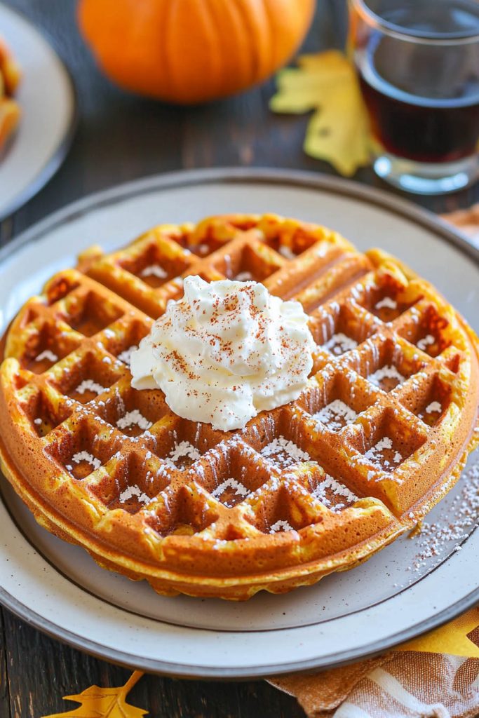 Spiced Pumpkin Waffles - Fall Breakfast Ideas