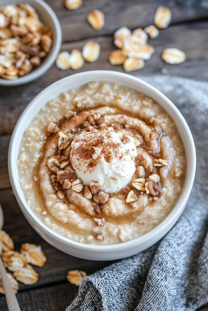 Cinnamon Roll Oatmeal - Fall Breakfast Ideas