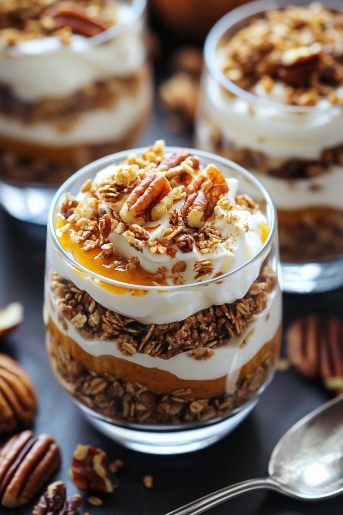 Spiced Pumpkin Yogurt Parfait - Fall Breakfast Ideas