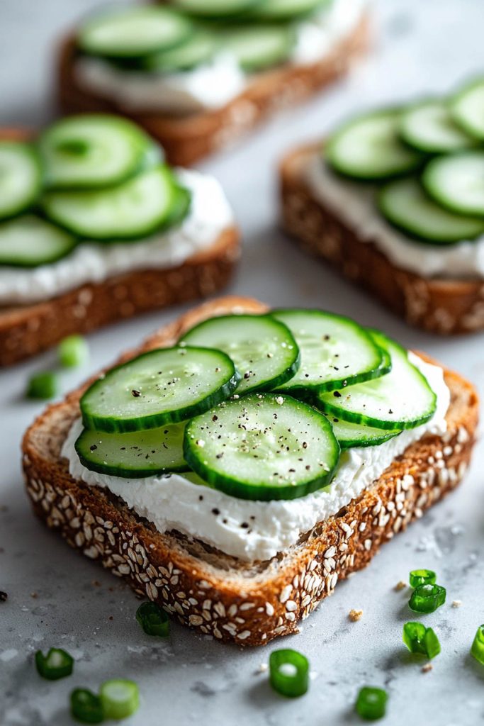 Cucumber and Cream Cheese Sandwiches - school lunch ideas