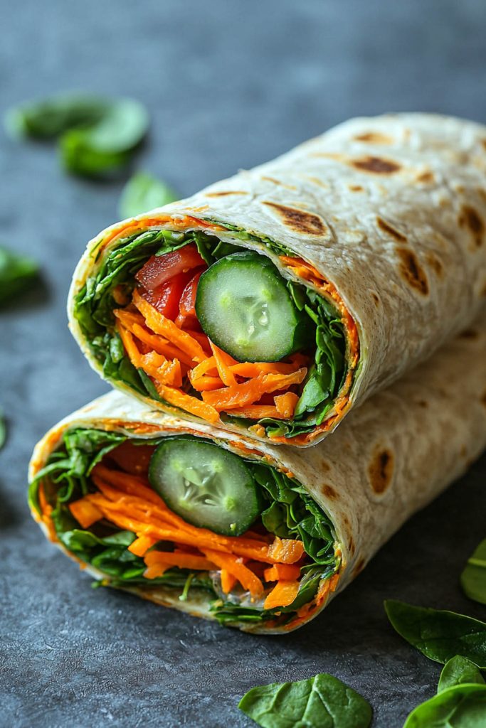 Veggie and Hummus Wraps - school lunch ideas