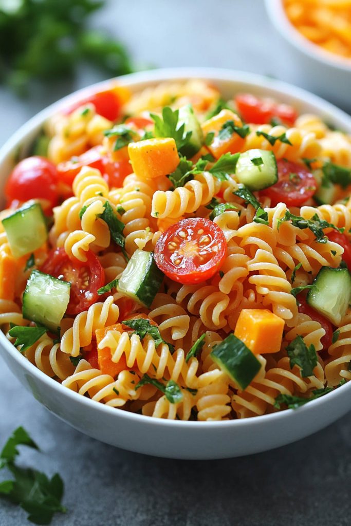 Pasta Salad with Veggies and Cheese - school lunch ideas