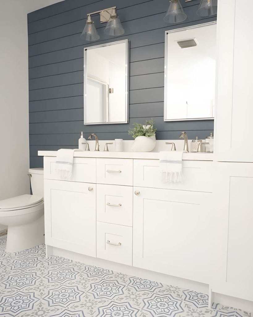 Elegant Coastal Bathroom with Classic Blue Accents - Coastal Home Decor Ideas