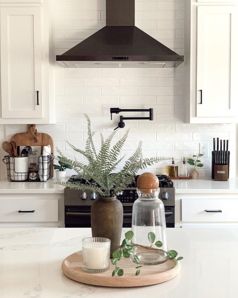 Minimalist Vibes with a Touch of Greenery - Kitchen Counter Decor Ideas