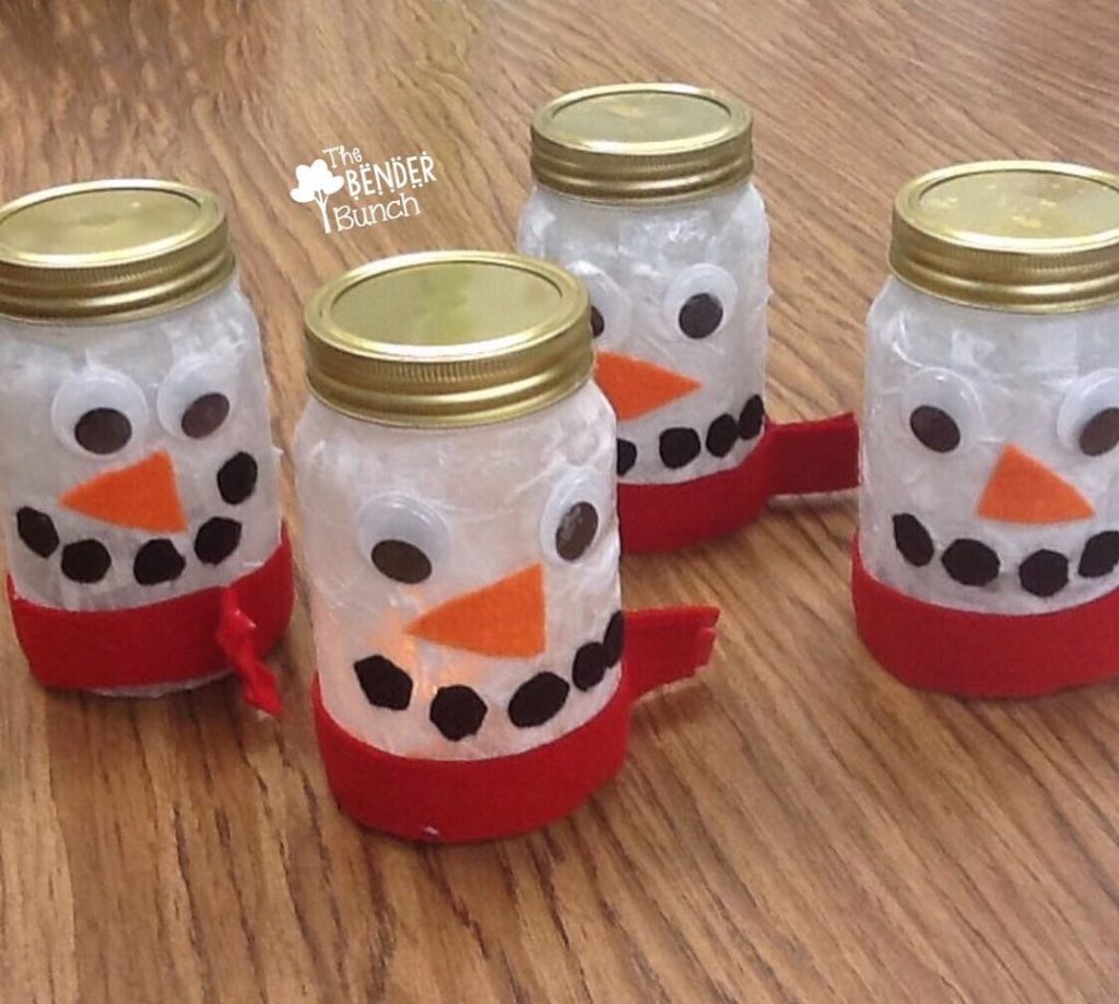 Snowman Mason Jars - DIY Christmas Crafts for Kids