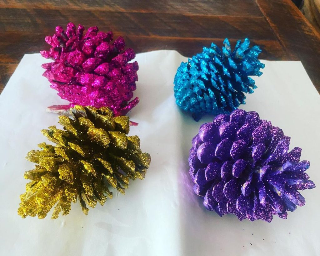 Glitter Pinecone Ornaments - DIY Christmas Crafts for Kids