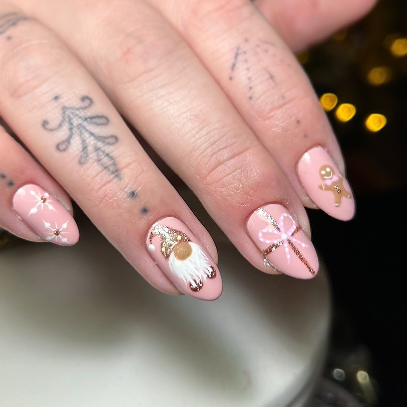 pink christmas nails