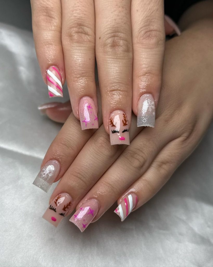 pink christmas nails