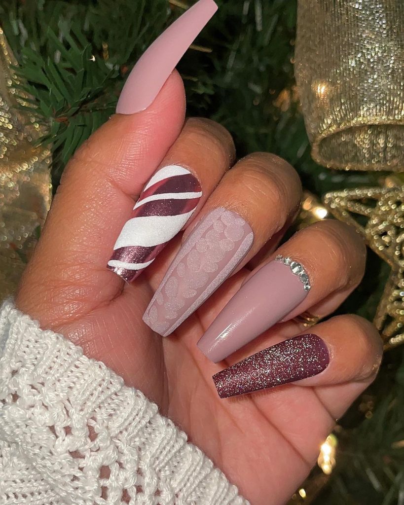 pink christmas nails