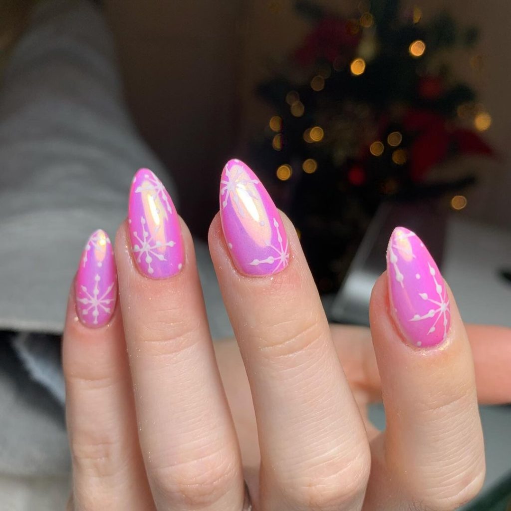 pink christmas nails