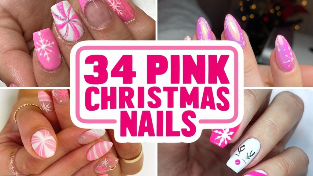 pink christmas nails