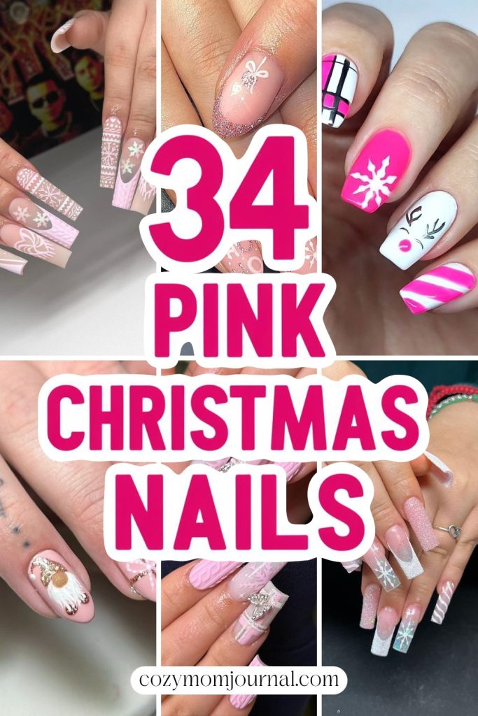 pink christmas nails