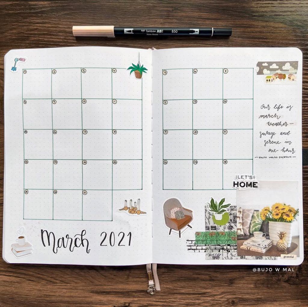 March bullet journal ideas