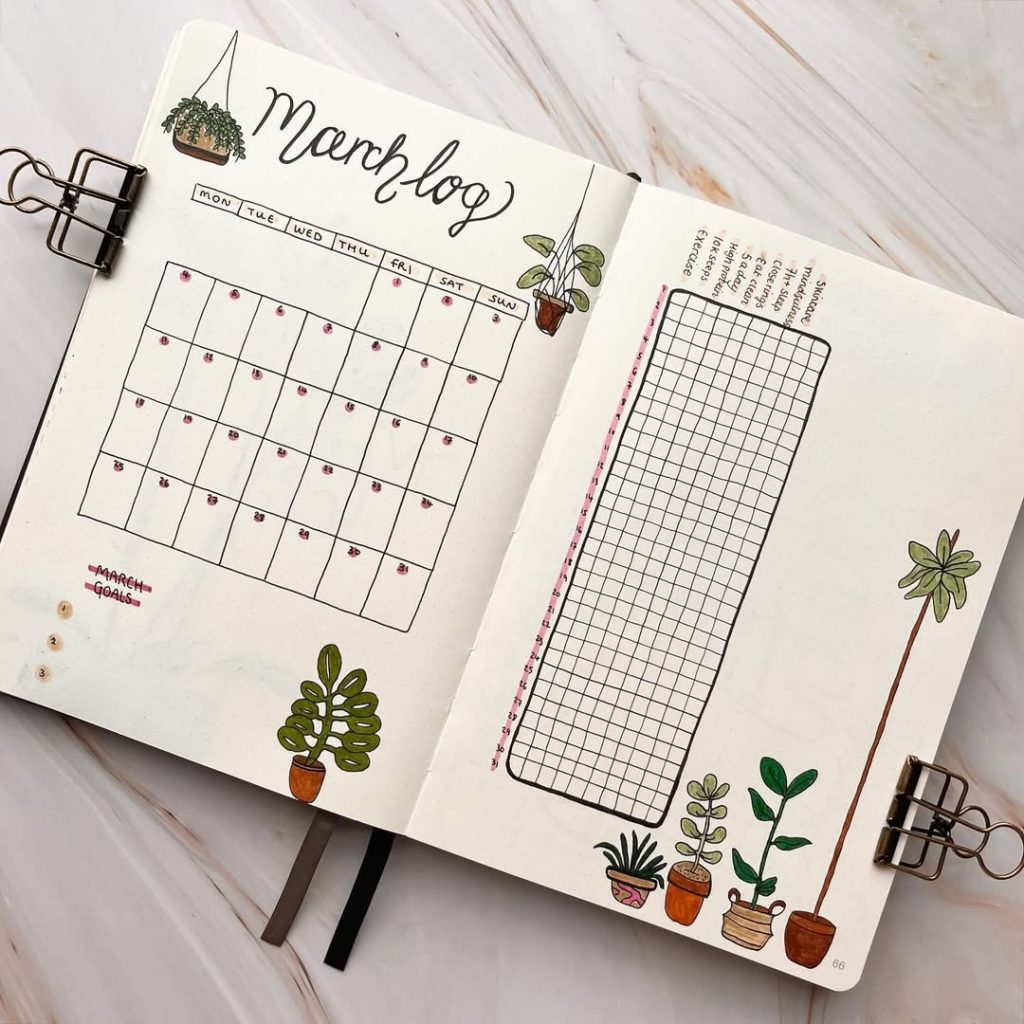 March bullet journal ideas