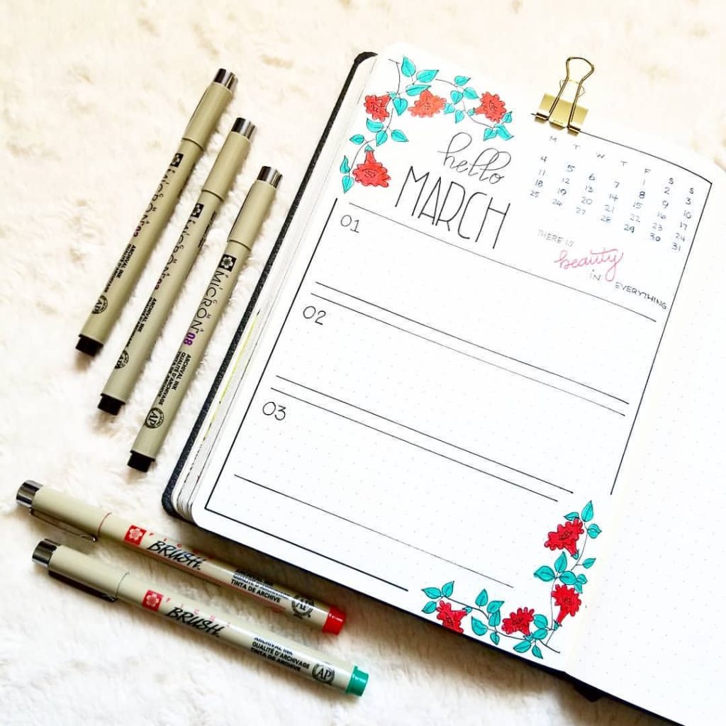 March bullet journal ideas