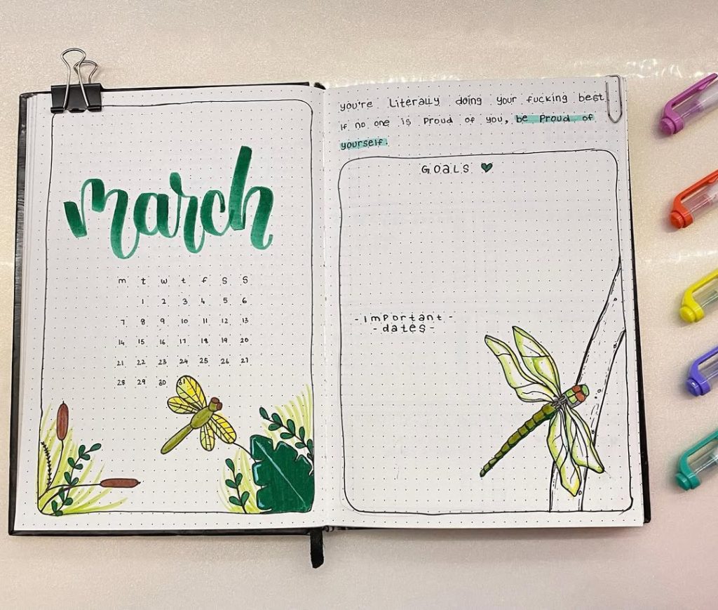 March bullet journal ideas