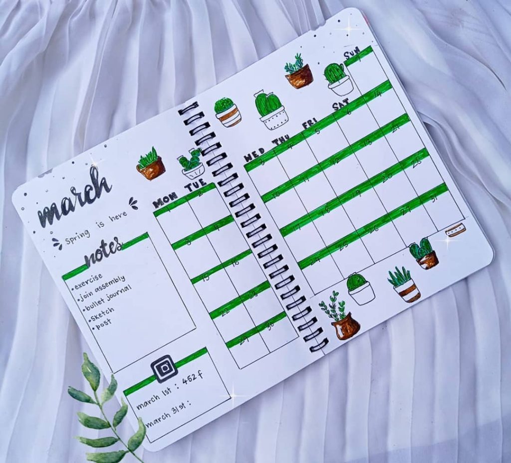 March bullet journal ideas