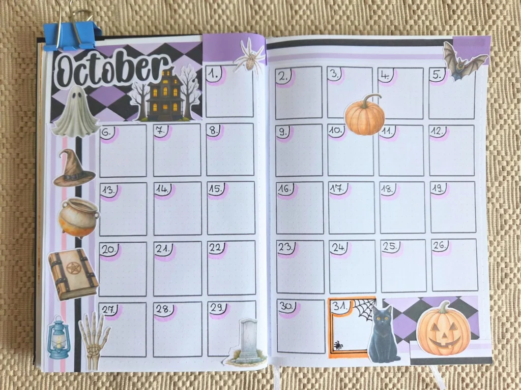 October bullet journal step by step tutorial - halloween theme